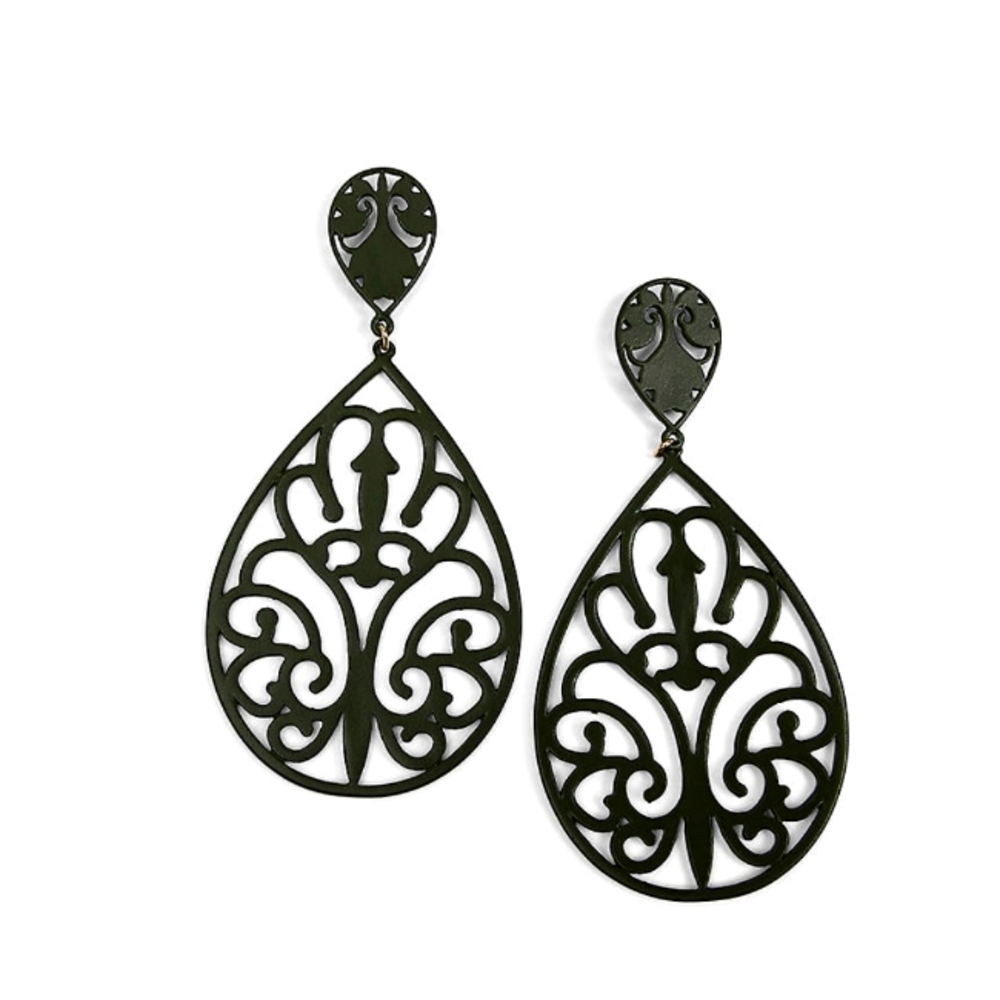 NWT Lane Bryant Green Filigree Drop Earrings